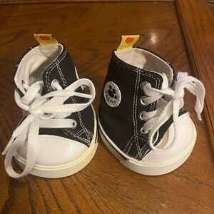 Build-A-Bear shoes | pair of black and white canvas high tops